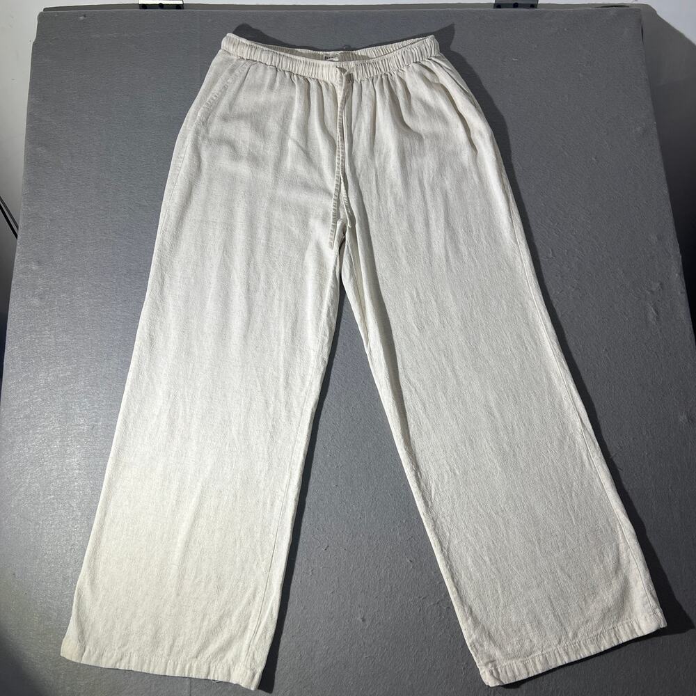 Blenca Young Contemporary Women’s XL Ivory Linen Blend Wide Leg Pull-On Pants